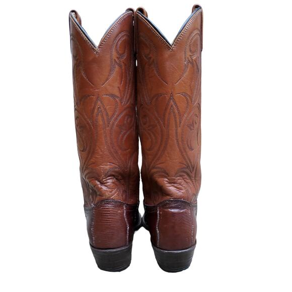 Dan Post Brown Leather Cowboy Boots Lizard Exotic 451 J 8.5M 051016 Size 8.5 M - Picture 9 of 16